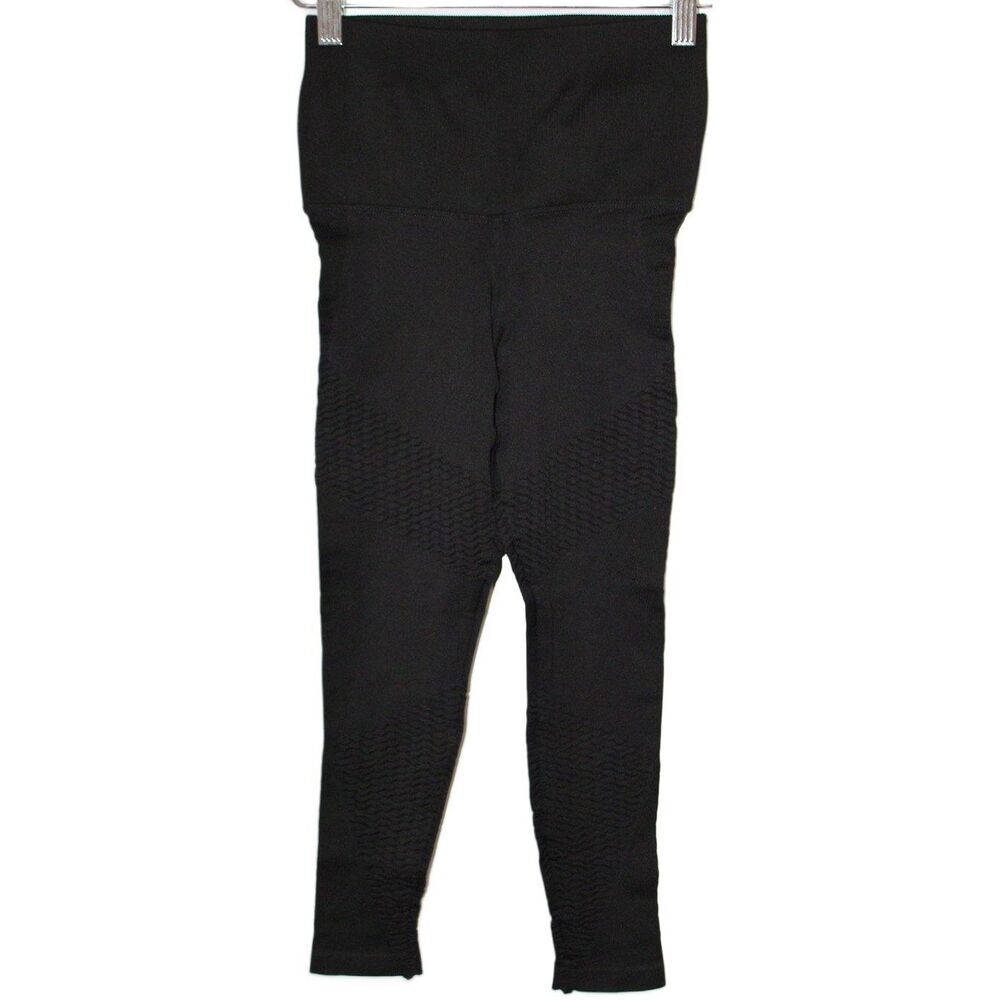 Womens NUX Black High Waist Textured Compression Cropped Leggings Size XS NWOT